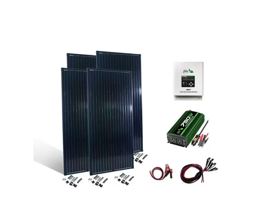 800-Watt Crystalline Off Grid 12-Volt High Performance Complete Solar Panel Kit - 91006608263