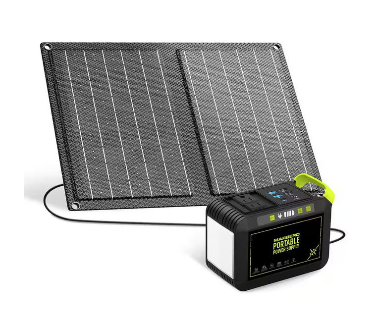 120-Watt Camping Solar Generator with 88Wh Portable Power Station and 21-Watt Solar Panel, LED, USB QC3.0 - 91011948065