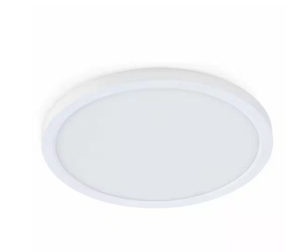 10.5-Watt Integrated LED Flush Mount 7.5 in. White Round Dimmable Flat Panel Ceiling with Color Change 5CCT - 91008022114