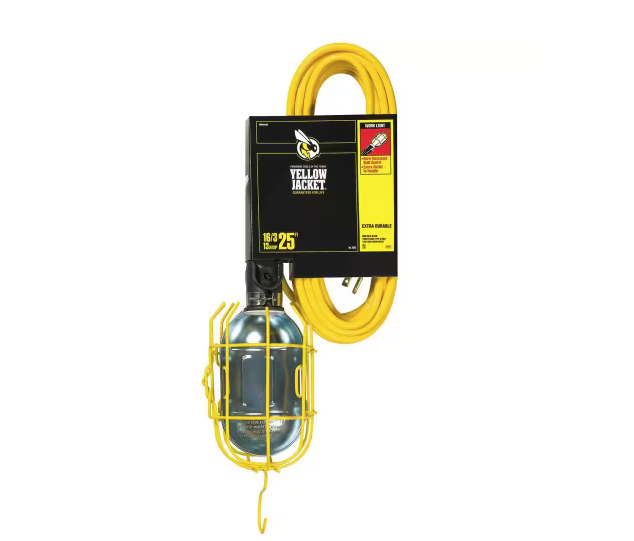 75-Watt 25 ft. 16/3 SJT Incandescent Portable Guarded Trouble Work Light with Dual Hanging Hooks - 91002832225