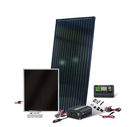 215-Watt Solar Panel Kit with 400-Watt Power Inverter, 15 Amp Charge Controller and BONUS 7-Watt Solar Trickle Charger - 91009952701