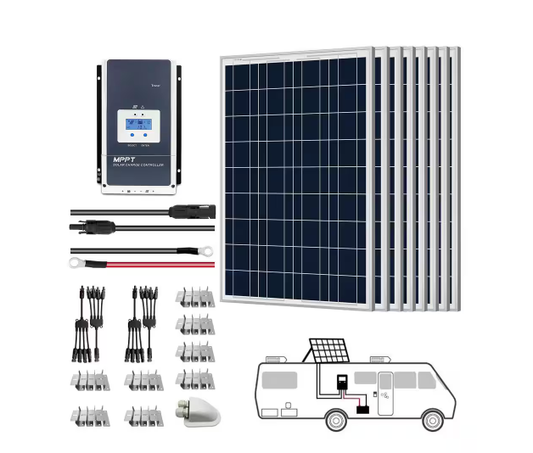 800-Watt Polycrystalline OffGrid Solar Power Kit with 8 x 100-Watt Solar Panel, 60 Amp MPPT Charge Controller - 91006357412