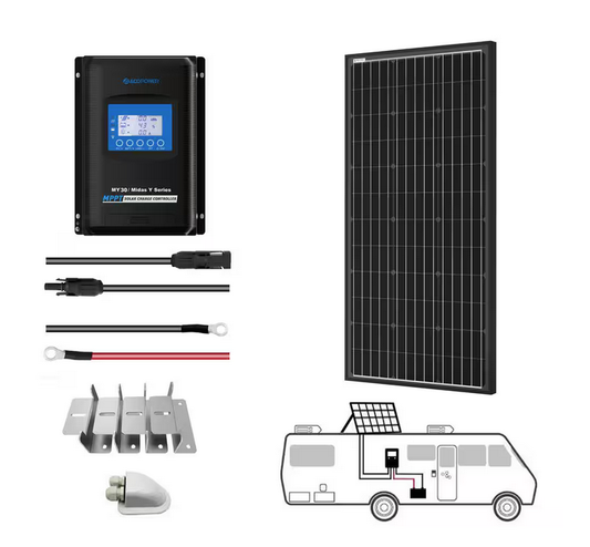 200-Watt Black Monocrystalline OffGrid Solar Power Kit, 1 x 200-Watt Solar Panel with 30A MPPT Charge Controller - 91006737748