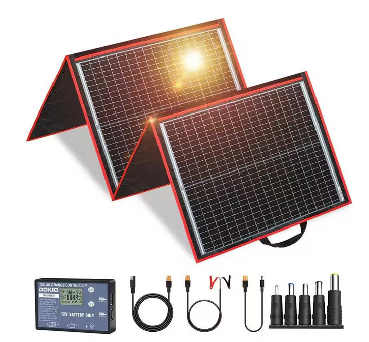 160-Watt Portable Solar Panel Kit with Folding Solar Charger and 2 USB Outputs for 12V Batteries/Power Station - 91011948079