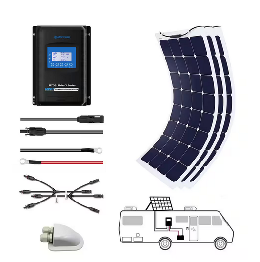 330-Watt Flexible Monocrystalline OffGrid Solar Power Kit with 3 x 110-Watt Solar Panel, 30 Amp MPPT Charge Controller - 91006356566