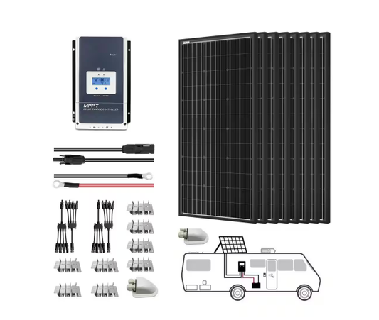 800-Watt Monocrystalline OffGrid Solar Power Kit with 8 x 100-Watt Solar Panel, 60 Amp MPPT Charge Controller - 91006357415