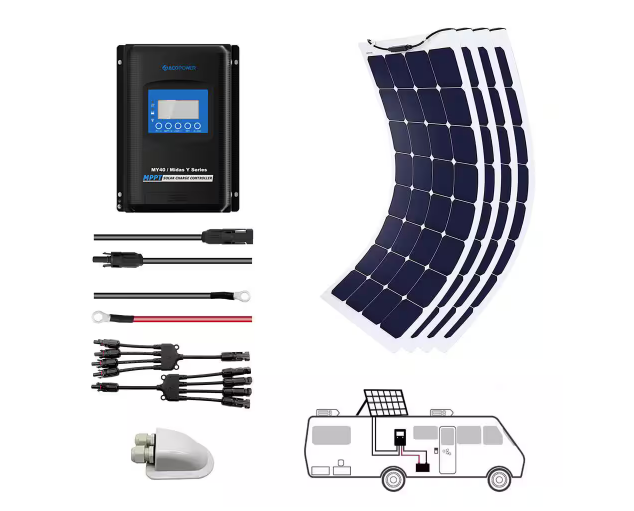 440-Watt Flexible Monocrystalline OffGrid Solar Power Kit with 4 x 110-Watt Solar Panel, 40 Amp MPPT Charge Controller - 91007843846