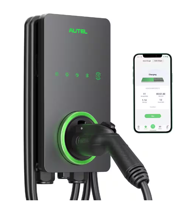 EV Charger Level 2, 50 Amp, J1772 Wi-Fi and Bluetooth Enabled 25 ft. Cable, Hardwired, Black - 91010339541