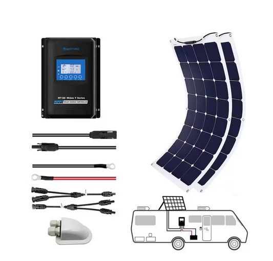 220-Watt Flexible Monocrystalline OffGrid Solar Power Kit with 2 x 110-Watt Solar Panel, 30 Amp MPPT Charge Controller - 91006356563