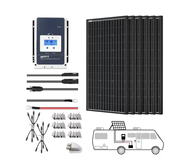 600-Watt Monocrystalline OffGrid Solar Power Kit with 6 x 100-Watt Solar Panel, 50 Amp MPPT Charge Controller - 91006357413