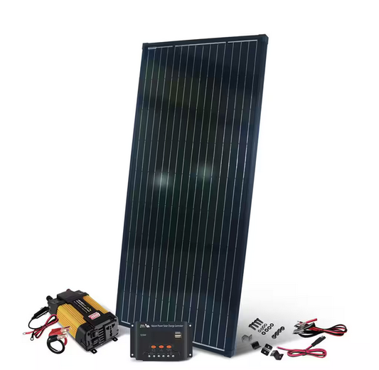 200-Watt 12-Volt Monocrystalline Complete Solar Panel Kit with 12-Volt Charge Controller and 400-Watt Inverter