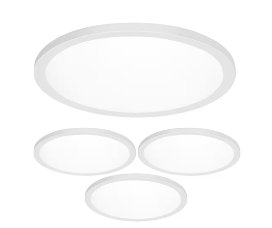 7.5 in. 10.5-Watt Integrated LED Flush Mount White Round Dimmable Flat Panel Ceiling with Color Change 5CCT (4-Pack) - 91010375587