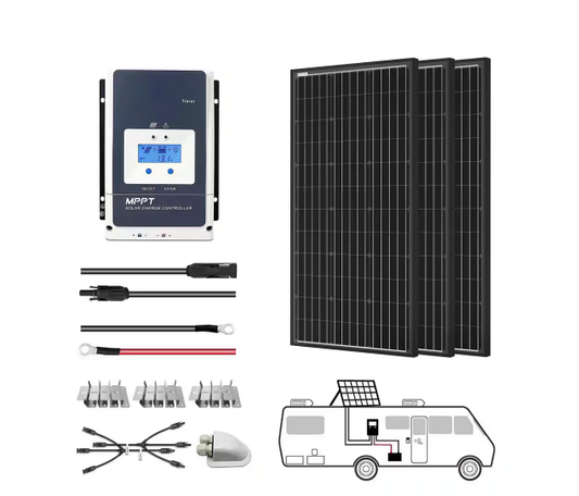 800-Watt Black Monocrystalline OffGrid Solar Power Kit, 4 x 200-Watt Solar Panel with 50 Amp MPPT Charge Controller - 91006791189