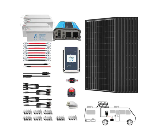 800-Watt Black Monocrystalline OffGrid Solar Power Kit, 8 x 100-Watt Solar Panel with 4 x 200Ah Gel Deep Cycle Batteries - 91006737786