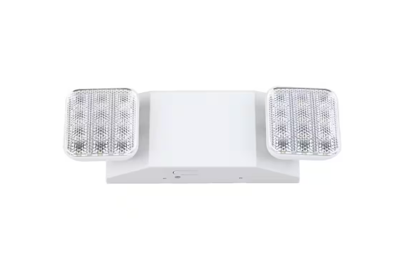 LED Emergency Light with 2 Square Adjustable Flood Lamps, 90 Min Backup, Damp Rated, UL Listed, 120/277VAC, White - 91009853416