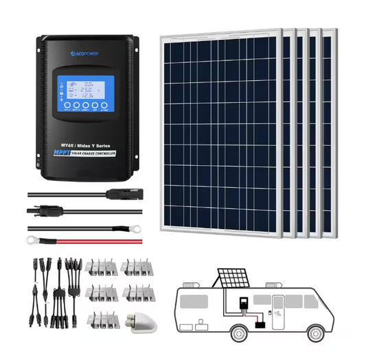 500-Watt Polycrystalline OffGrid Solar Power Kit with 5 x 100-Watt Solar Panel, 40 Amp MPPT Charge Controller - 91006356529