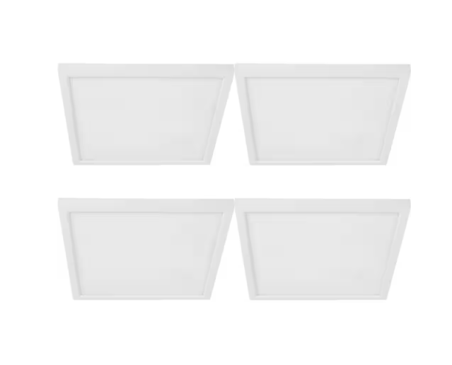 5 in. 8-Watt Integrated LED Flush Mount 600 Lumen White Square Dimmable Flat Panel Ceiling with Color Change 5CCT 4-Pack - 91011538556