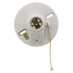 Ceramic Pull Chain Light Fixture with Grounding 250 Watt - 91281