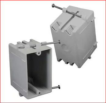 New Work 1-Gang 18 cu. in. Nail-on Electrical Outlet Box and Switch Box with Knockouts, Gray - 91005885677