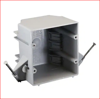 New Work 2-Gang 32 cu. in. Nail-on Electrical Outlet Box and Switch Box with Wiring Clamps, Gray - 91005894248