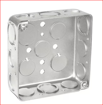 4 in. W x 1-1/2 in. D Steel Metallic Drawn Square Box with Nine 1/2 in. KO's and 8 CKO's (1-Pack) - 91009215891