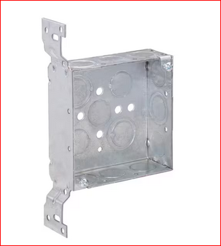 4 in. W x 1-1/2 in. D Steel Metallic Square Box with Nine 1/2 in. KO's, 5 CKO's and F Bracket (1-Pack) - 91009215893