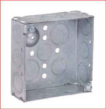 4 in. W x 1-1/2 in. D Steel Metallic Square Box with Nine 1/2 in. KO's, Two 3/4 In. KO's and 6 CKO's (1-Pack) - 91009215913