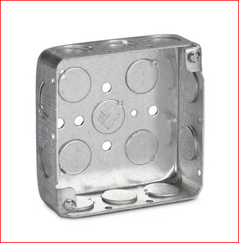 4 in. Square x 1-1/4 in. D Pre-Galvanized Steel Box with 1/2 in. Knockouts - 91002350021