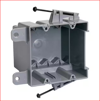 Pass & Seymour Slater New Work 2 Gang 35 Cu. In. Plastic Screw Mount Steel Stud Box with Quick/Click