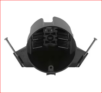 New Work 18 cu. in. Nail-on Round Electrical Ceiling Box with Wiring Clamps, 50-lb. Capacity, Black - 91005885667