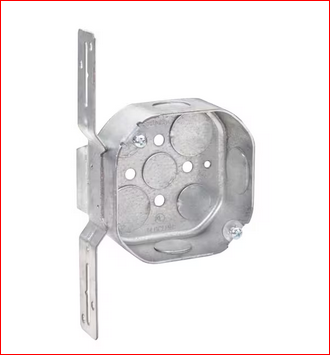 4 in. W x 1-1/2 in. D Steel Metallic Octagon Box with Five 1/2 in. KO's, Three 3/4 in. KO's and F Bracket, 1-Pack - 91009220901