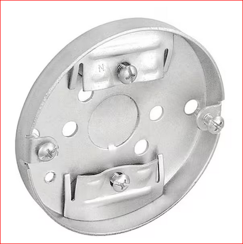 3-1/2 in. W x 1/2 in. D Steel Metallic Drawn Round Ceiling Pan with One 1/2 in. KO and NMSC Clamps (1-Pack) - 91009220909