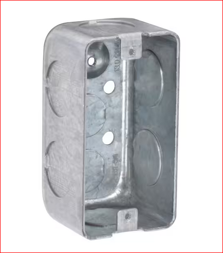 4 in. H x 2 in. W x 1-7/8 in. D Steel Metallic 1-Gang Drawn Handy Box with Two 1/2 in., Six 3/4 in. Ko 1-Pack - 91009220924