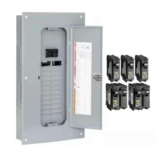 Homeline 100 Amp 24-Space 48-Circuit Indoor Main Breaker Plug-On Neutral Load Center with Cover(HOM2448M100PCVP) - 91000040138