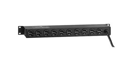 12 Outlet (NEMA 5-15R) Horizontal Rack Mount Surge Protective Power Distribution Unit with NEMA 5-15P Plug, Black