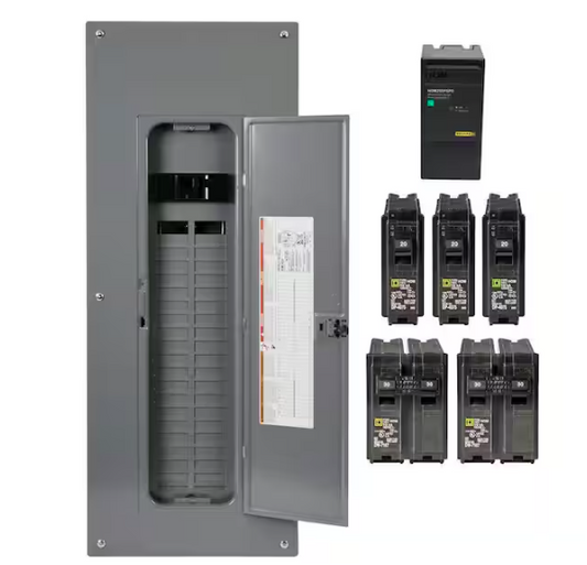 Homeline 200 Amp 40-Space 80-Circuit Indoor Main Breaker Qwik-Grip Plug-On Neutral Load Center with Surge SPD Value Pack - 91003559199