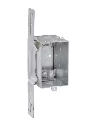 3 in. H x 2 in. W x 2-1/2 in. D Steel Metallic 1-Gang Switch Box, Five 1/2 in. KO's, NMSC Clamps and F Bracket (1-Pack) - 91009222372