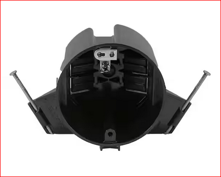 New Work 18 cu. in. Nail-on Round Electrical Ceiling Box with Wiring Clamps and Ground Lug, 50-lb. Capacity, Black - 91005885671