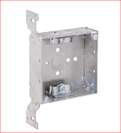 4 in. W x 1-1/2 in. D Steel Metallic Square Box with Three 1/2 in. KO's, 1 CKO, NMSC Clamps and F Bracket - 91009215879