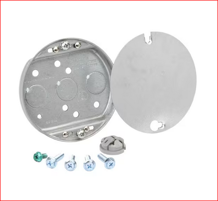 4 in. Round 1/2 in. Deep 5.9 cu. in. Metallic Ceiling Fan/Light Fixture Pancake Box for Old/New Work - 9325455