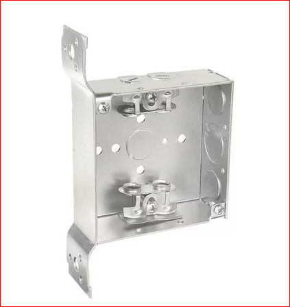 4 in. W x 1-1/2 in. D Steel Metallic Square Box with Three 1/2 in. KO's, 1 CKO, MC/BX Clamps and F Bracket - 91009215897