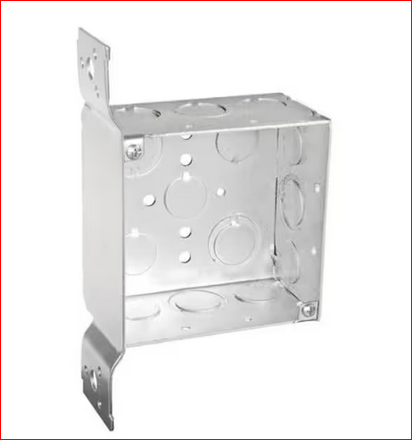 4 in. W x 2-1/8 in. D Steel Metallic 2-Gang Square Box with Nine 1/2 in. KO's, 5 CKO's and F Bracket 1-pack - 91009220895