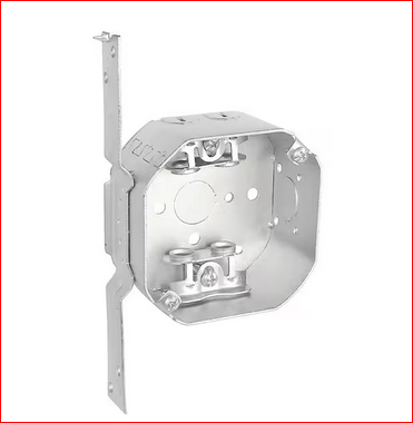 4 in. W x 1-1/2 in. D Steel Metallic Octagon Box with Three 1/2 in. KO's and MC/BX Clamps and F Bracket (1-Pack) - 91009250312