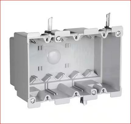 Pass & Seymour Slater Old Work 3 Gang 52 Cu. In. Plastic Swing Bracket Switch and Outlet Box with Quick/Click - 91002956754