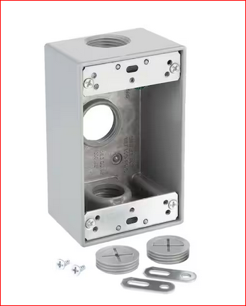 1-Gang Metallic Weatherproof Box with (3) 3/4 in. Holes, Gray - 9436100