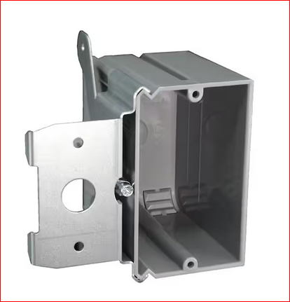 New Work and Retrofit 1-Gang 21 cu. in. Electrical Outlet Box and Switch Box with Adjustable Bracket, Gray - 91005885661