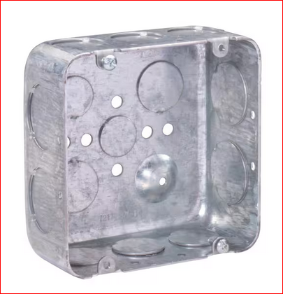 4-11/16 in. W x 2-1/8 in. D Steel Metallic Square Box with Two 1/2 in. KO Eight 3/4 in. Ko and Four 1 in. Ko 1-Pack - 91009215905