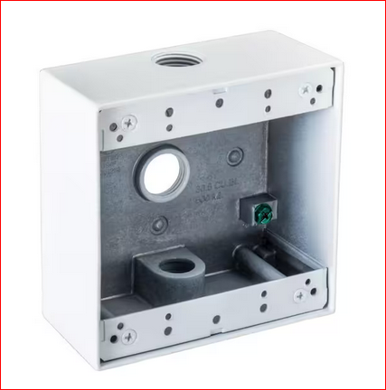 1/2 in. Weatherproof 3-Hole Double Gang White Electrical Box - 91009346328