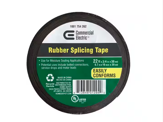 3/4 in. x 22 ft. Black Rubber Splicing Tape - 91001754262