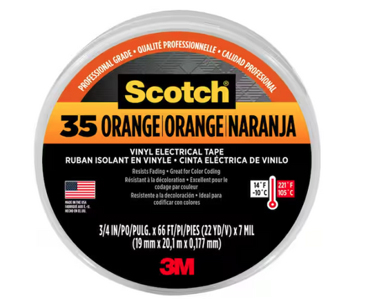 3/4 in. x 66 ft. x 0.007 in. #35 Electrical Tape orange - 9442988